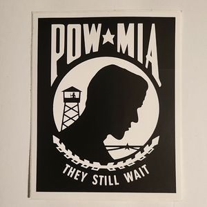POW/MIA They Still Wait Motorcycle Helmet Bumper Sticker Decal Veteran VET